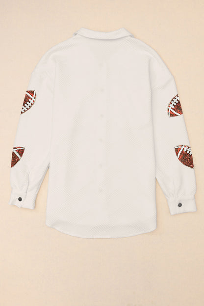 Beige kauwgom textuur lovertjes Rugby Football Shacket