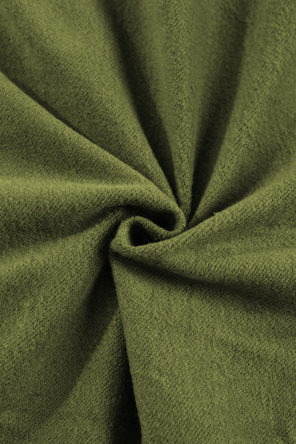 Smoke Green Fleece Lined Zip Up Stand Collar Thumbhole Sleeve Sweatshirt