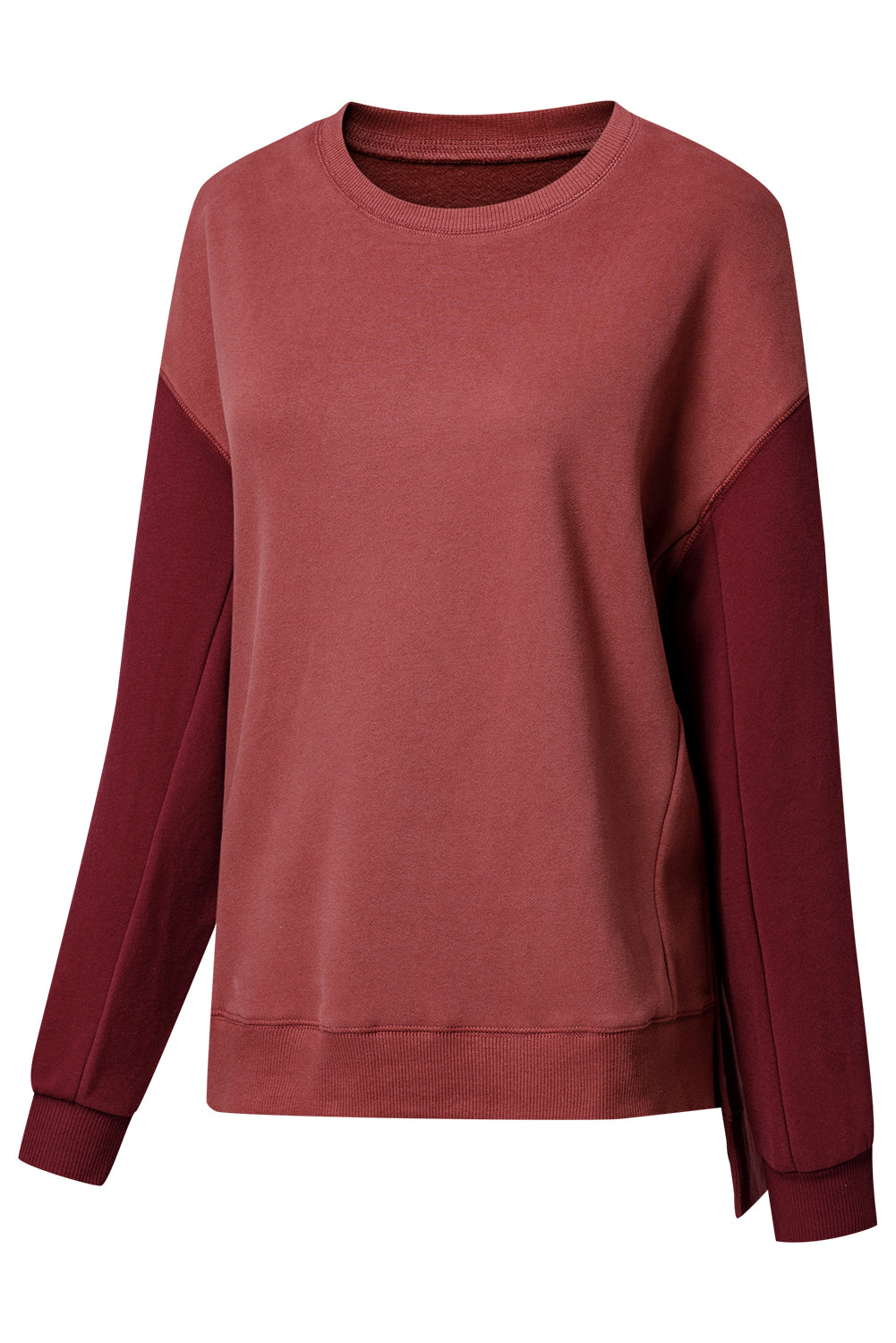 Gold Flame Two Tone Patchwork Drop Shoulder Pullover Sweatshirt