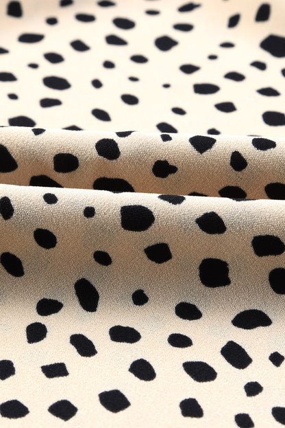 Kaki Cheetah-blouse met 3/4 mouwen en ruches aan de hals