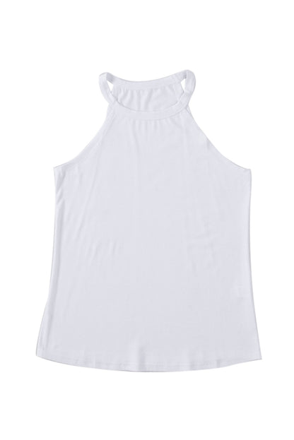 Witte effen tanktop met ronde hals