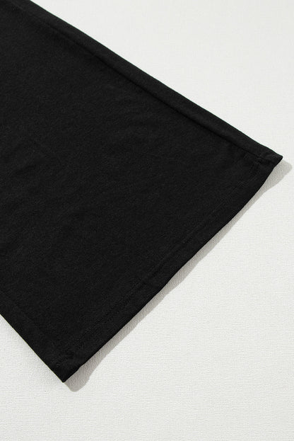 Zwart effen kleur T-shirt 2-delige broek met wijde pijpen