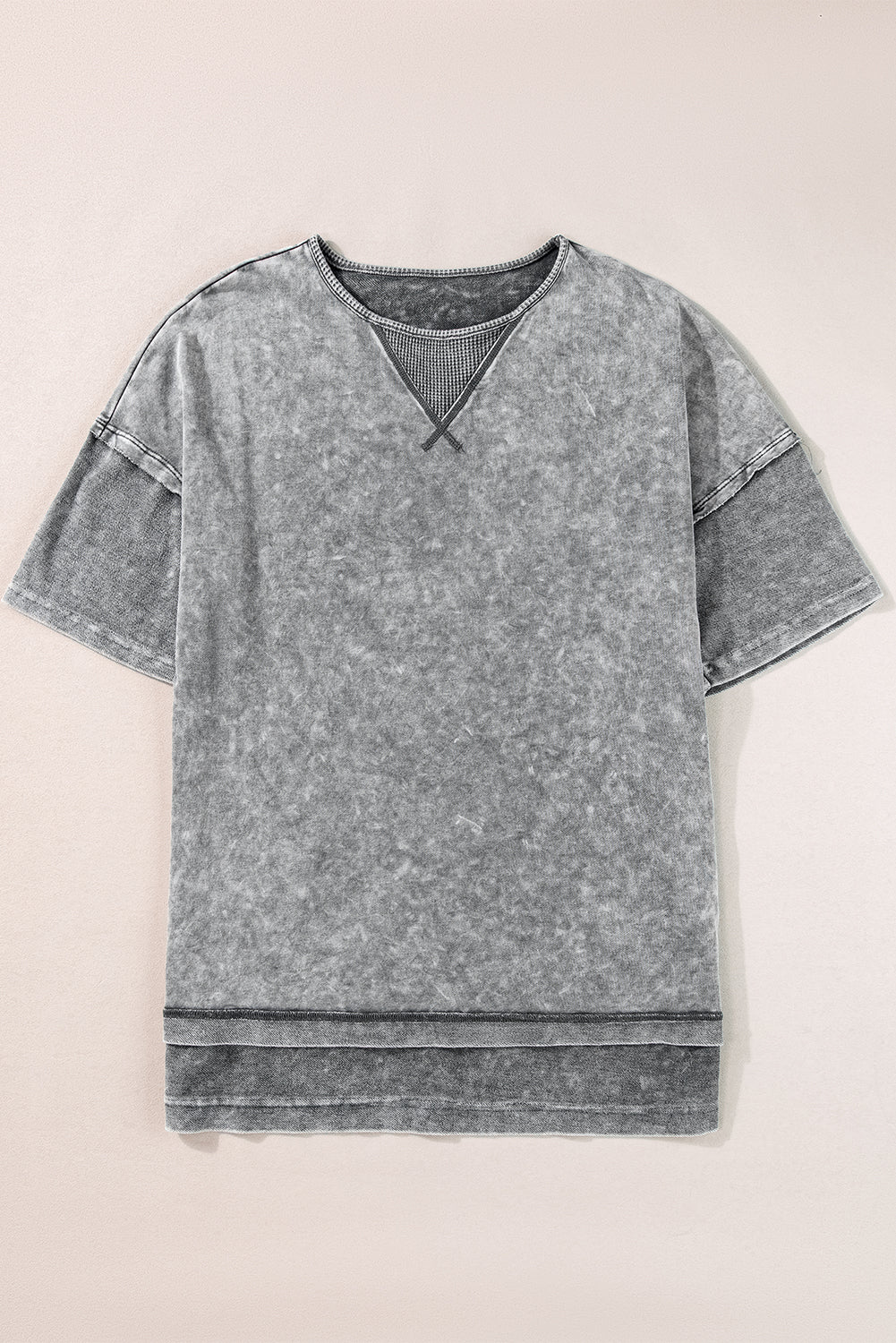 Filippijns grijs mineraal gewassen oversized T-shirt met zichtbare naad en verlaagde schouder