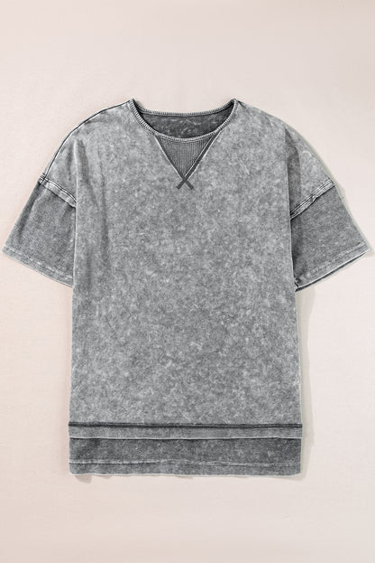 Filippijns grijs mineraal gewassen oversized T-shirt met zichtbare naad en verlaagde schouder