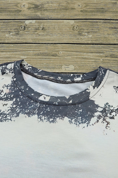 Veelkleurige vintage gebleekte tie-dye top met lange mouwen