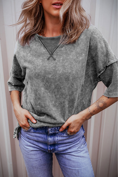 Filippijns grijs mineraal gewassen oversized T-shirt met zichtbare naad en verlaagde schouder