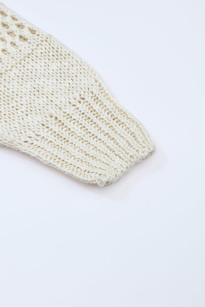 Abrikoos casual uitgehold gebreid vest met dolmanmouwen