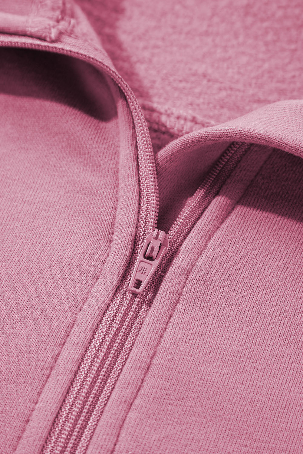 Smoke Green Fleece Lined Zip Up Stand Collar Thumbhole Sleeve Sweatshirt