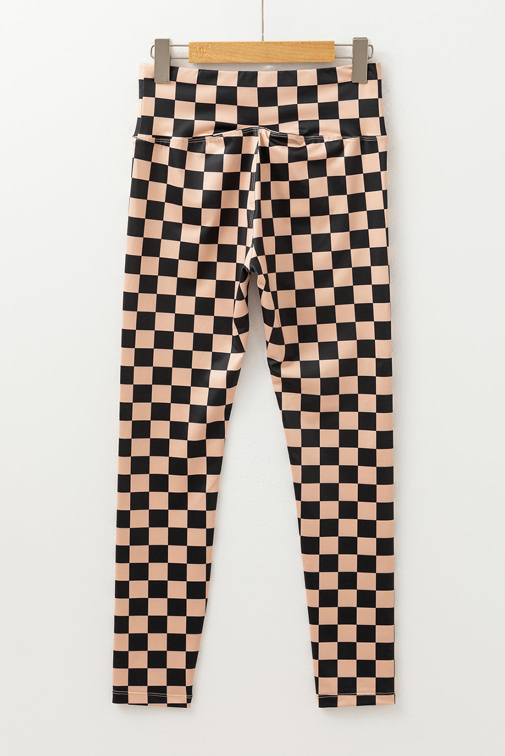 Khaki geruite patroon hoge taille magere leggings