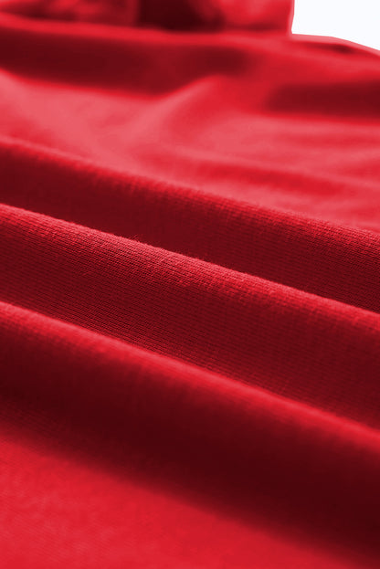 Rood casual effen T-shirt met ronde hals