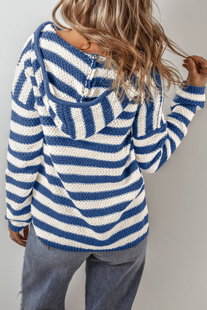 Witte streep v nek zak met trekstring met capuchon