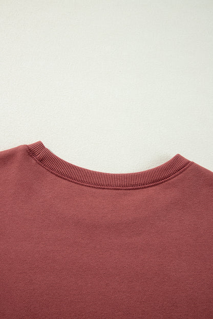 Gold Flame Two Tone Patchwork Drop Shoulder Pullover Sweatshirt