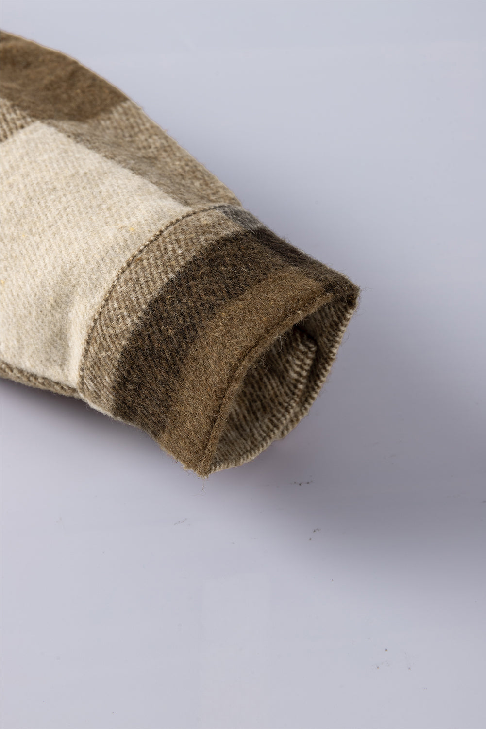 Perkament contrasterende geruite patchwork klepzak-shacket