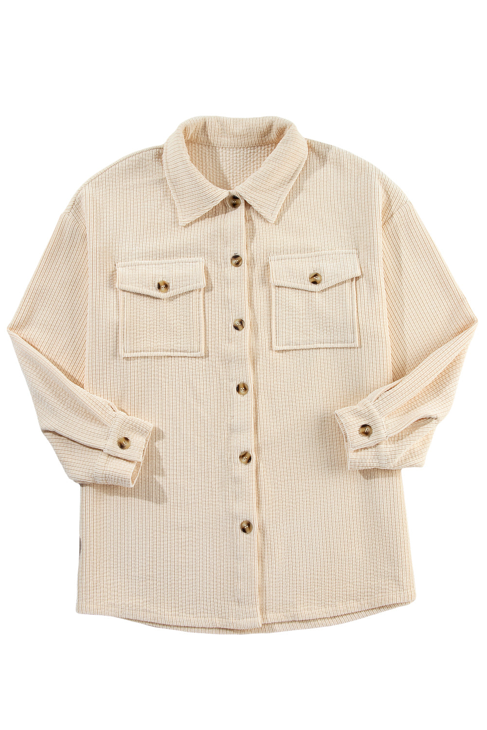 Havermout Corduroy Flap Pocket Button Up Shacket