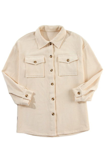 Havermout Corduroy Flap Pocket Button Up Shacket