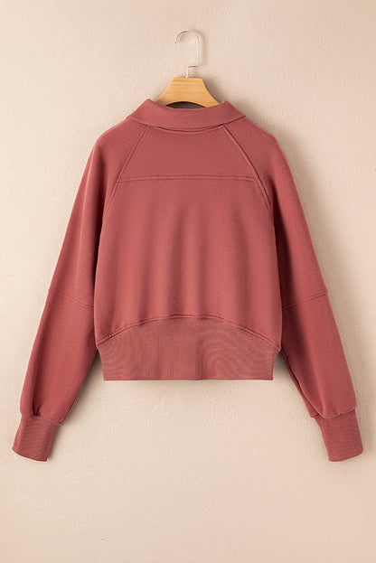 Smoke Green Fleece Lined Zip Up Stand Collar Thumbhole Sleeve Sweatshirt