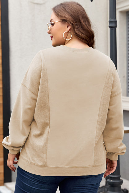 Zwart los patchwork Crewneck Plus size sweatshirt