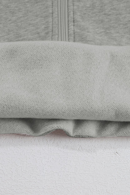 Smoke Green Fleece Lined Zip Up Stand Collar Thumbhole Sleeve Sweatshirt