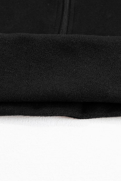 Smoke Green Fleece Lined Zip Up Stand Collar Thumbhole Sleeve Sweatshirt