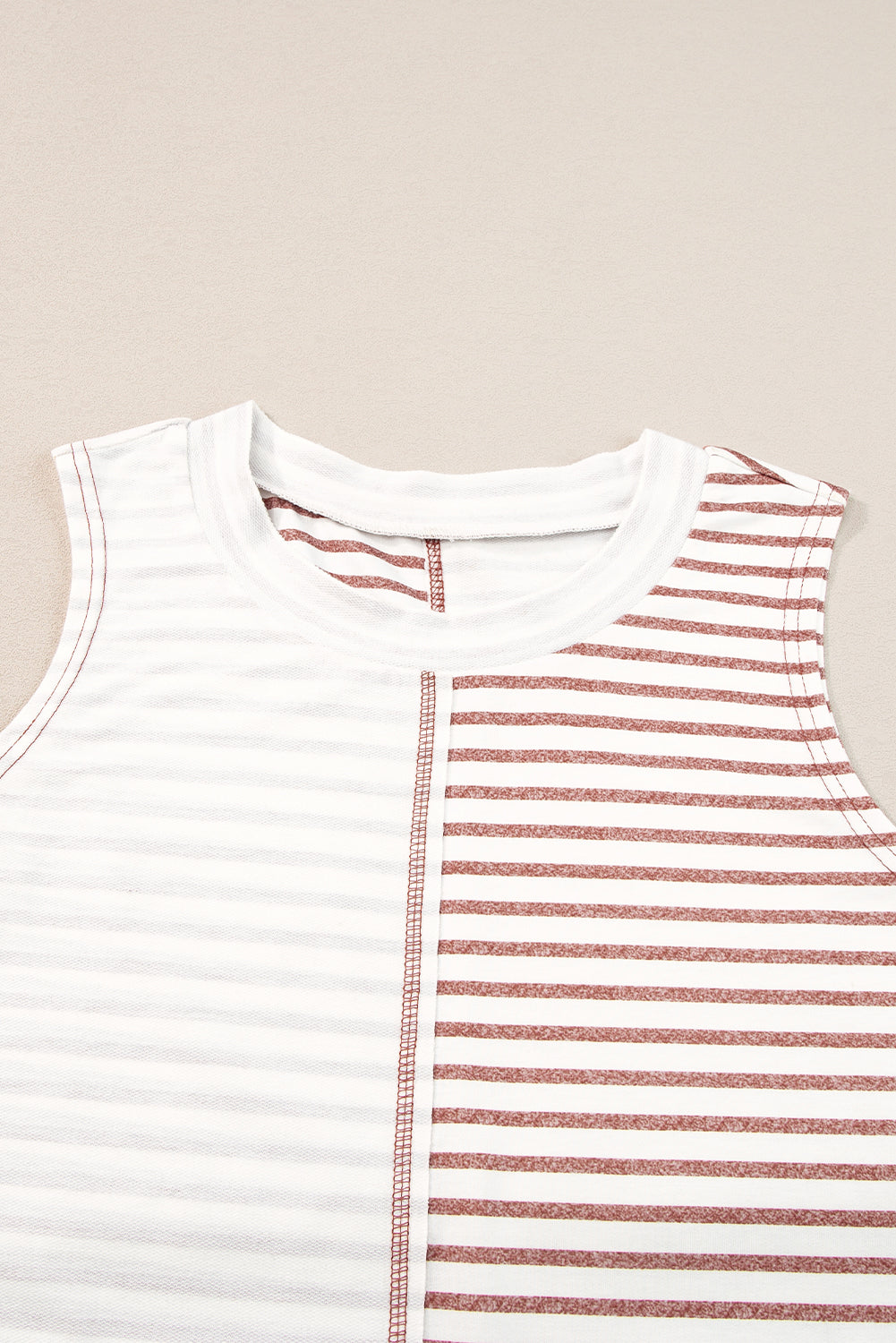 Bruine gestreepte colorblock losse tanktop