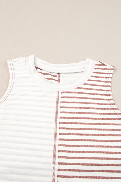 Bruine gestreepte colorblock losse tanktop