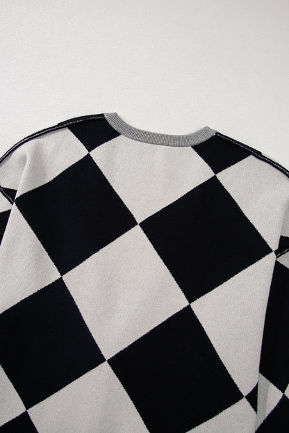Zwart colorblock los vest met knoop en knoop