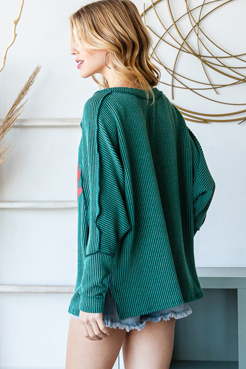 Skobeloff Merry Graphic Corded Batwing Sleeve Gebreide top