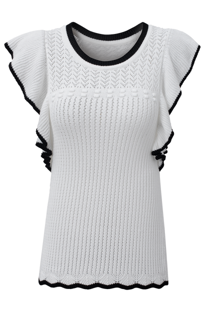 Witte gehaakte tanktop met oogje en volant