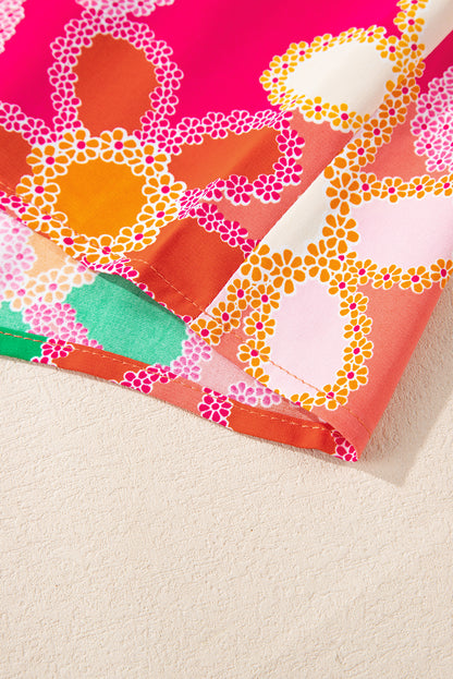Overhemd met veelkleurige bloemenprint en bubbelmouwen