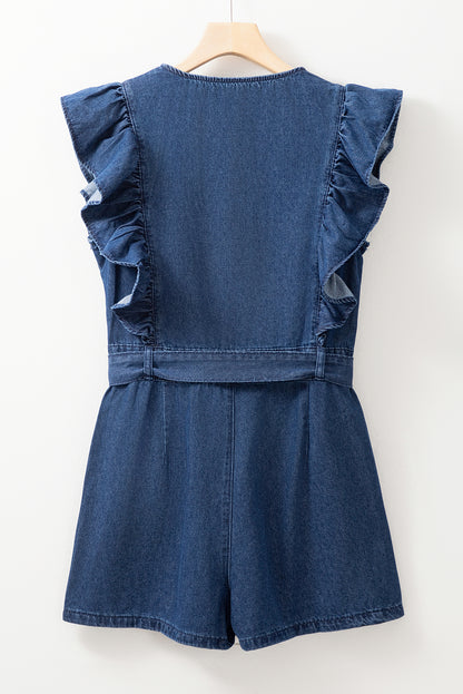 Zeil blauw denim gegolfd rits