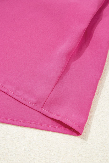 Rose effen kleur gesmokte blouse met pofmouwen