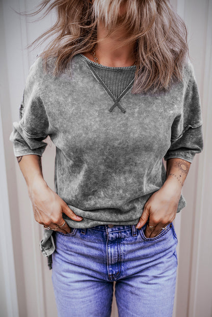 Filippijns grijs mineraal gewassen oversized T-shirt met zichtbare naad en verlaagde schouder