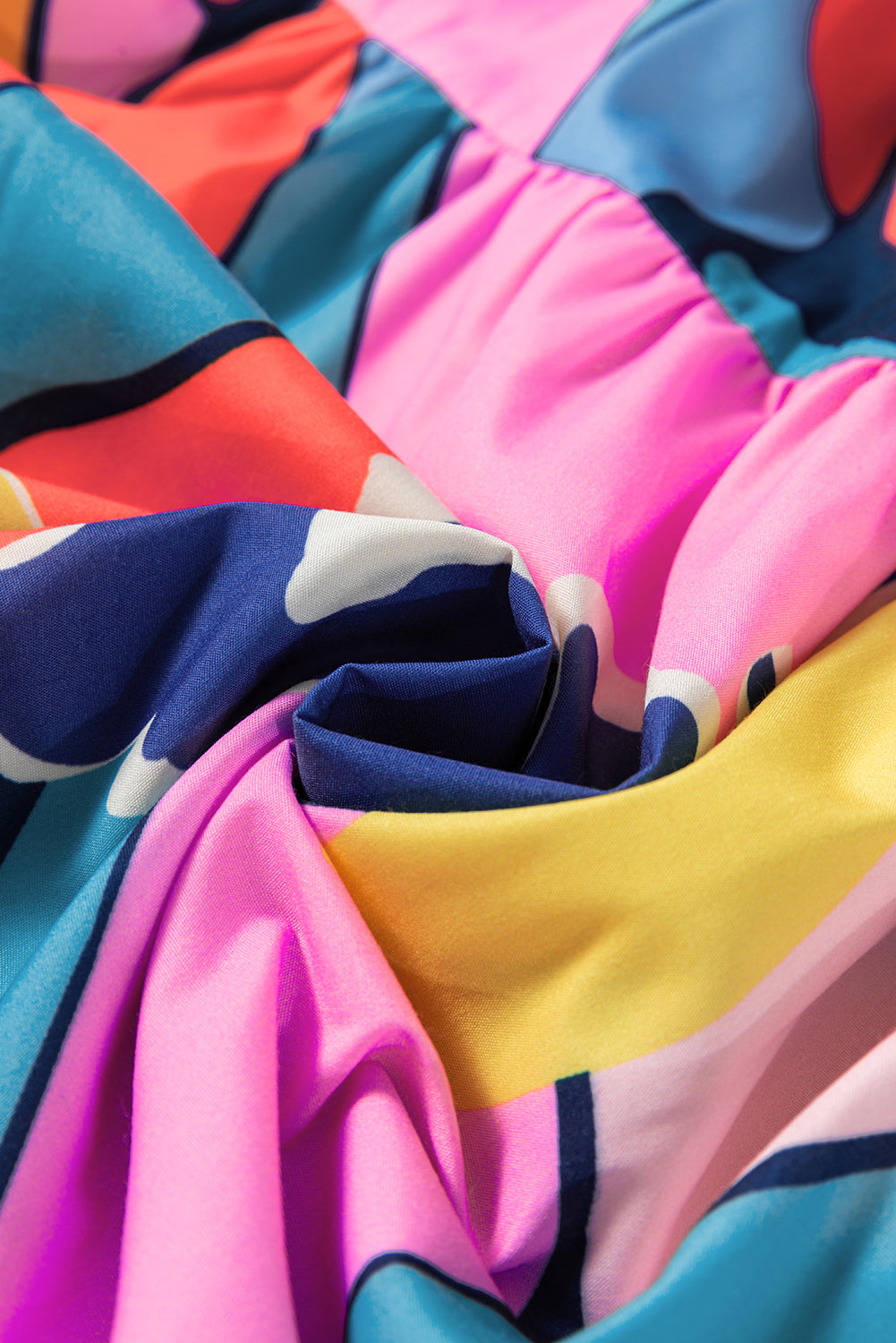 Roze bedrukte maxi-rok met hoge taille en zakken