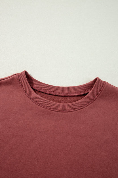Gold Flame Two Tone Patchwork Drop Shoulder Pullover Sweatshirt