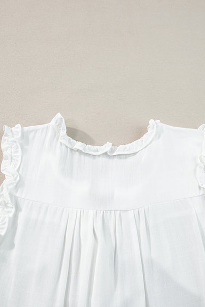 Witte tanktop met splithals en ruches