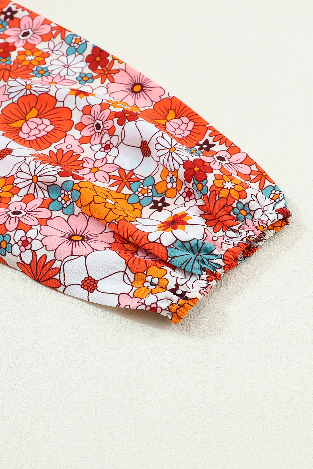 Veelkleurige Boho gebloemde jurk met lange mouwen en ruches