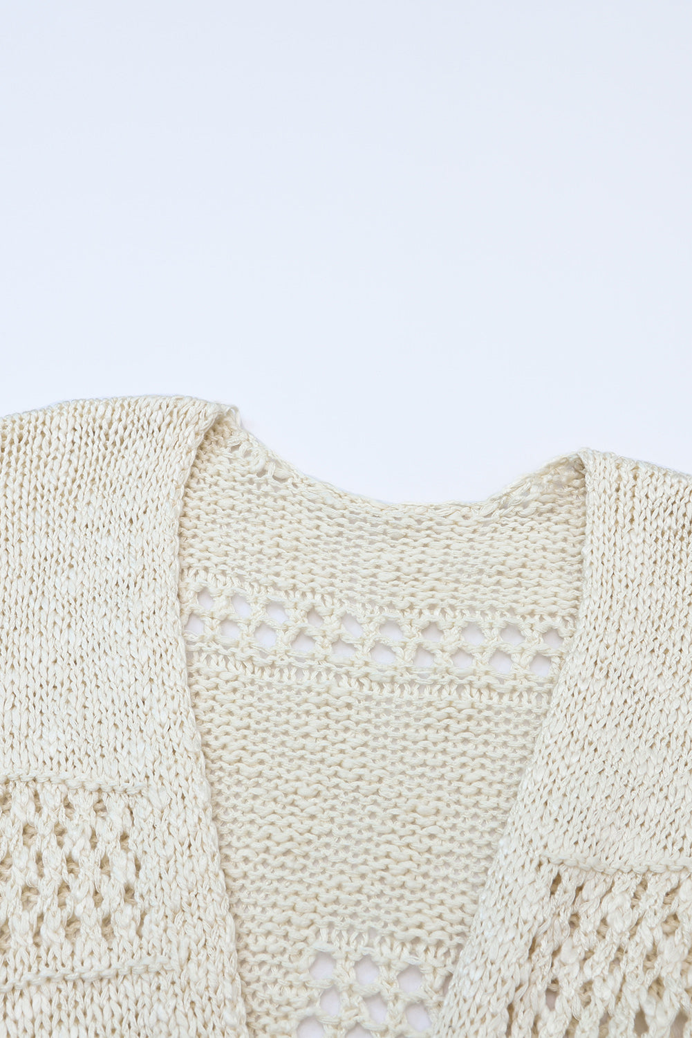 Abrikoos casual uitgehold gebreid vest met dolmanmouwen