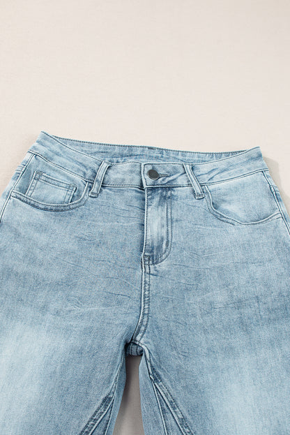 Dusk Blue Acid Wash Extra wijde pijpen, lange jeans met hoge taille