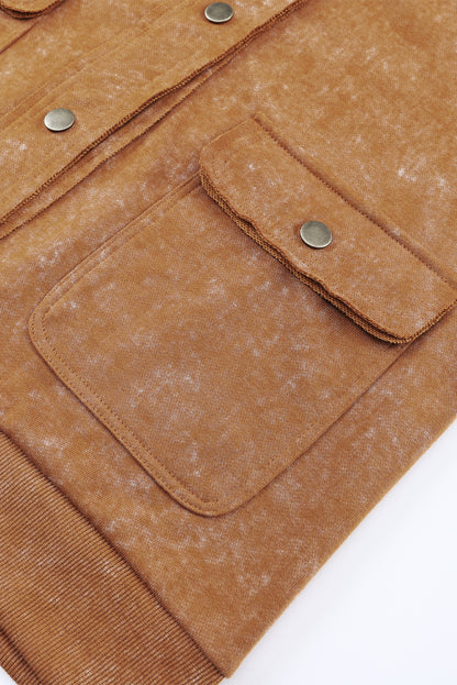 Kaki vintage gewassen klepzak met knoopsluiting