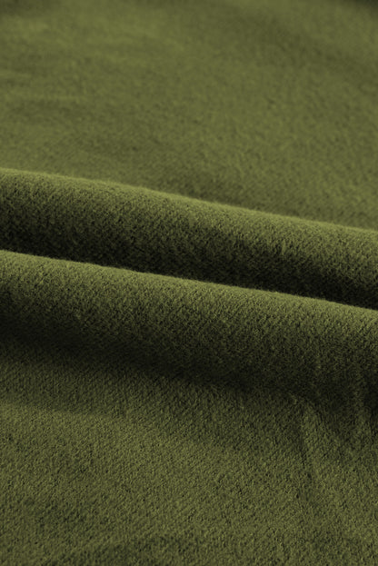 Smoke Green Fleece Lined Zip Up Stand Collar Thumbhole Sleeve Sweatshirt