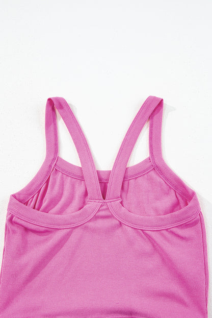 Bonbon atletische geribbelde cropped cami-top