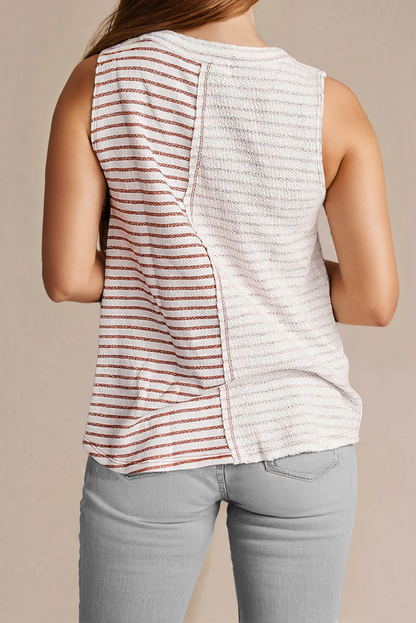 Bruine gestreepte colorblock losse tanktop