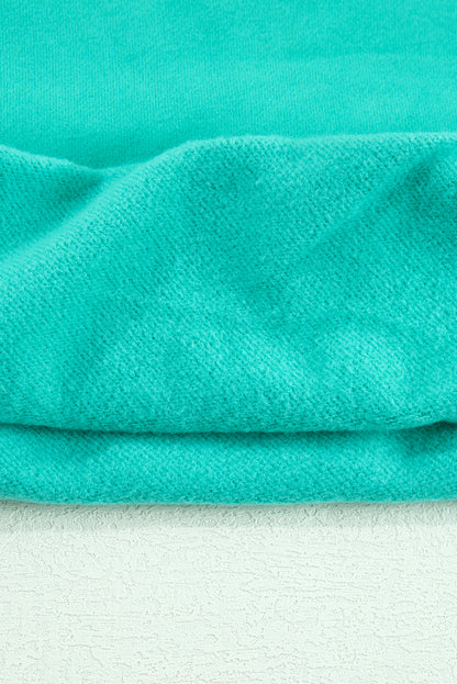 Aruba Blue Solid Fleece Lined Drop Shoulder Terry Sweatshirt