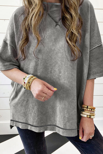 Filippijns grijs mineraal gewassen oversized T-shirt met zichtbare naad en verlaagde schouder