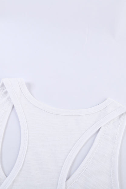 Witte basic effen tanktop met ronde hals