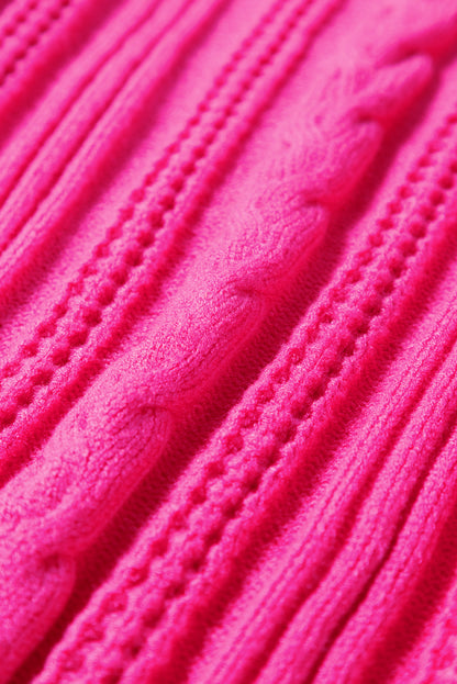 Aardbeienroze getextureerde gebreide tanktop met ruches en nephals