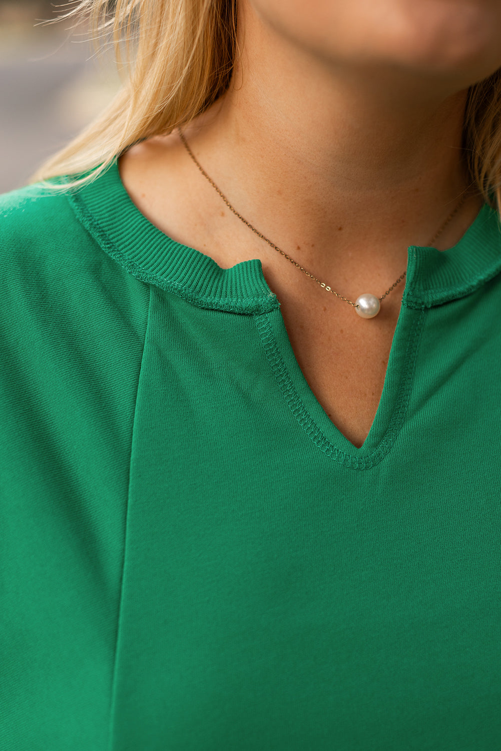 Helder groen blootgestelde naad gemak druppel schouder plus sweatshirt