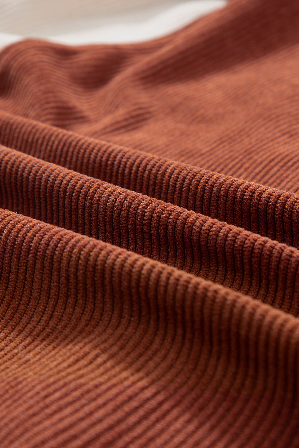 Kaneel Colorblock Corduroy shacket met gebogen zoom en zak