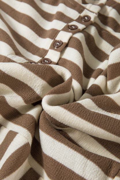 Bruine gestreepte kwartknopen, grote maat hoodie met drop-mouwen