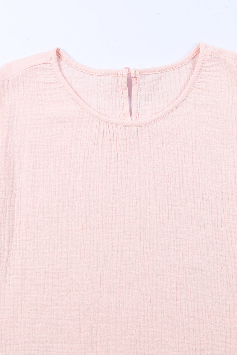 Roze getextureerde gelaagde blouse met korte mouwen en ruches